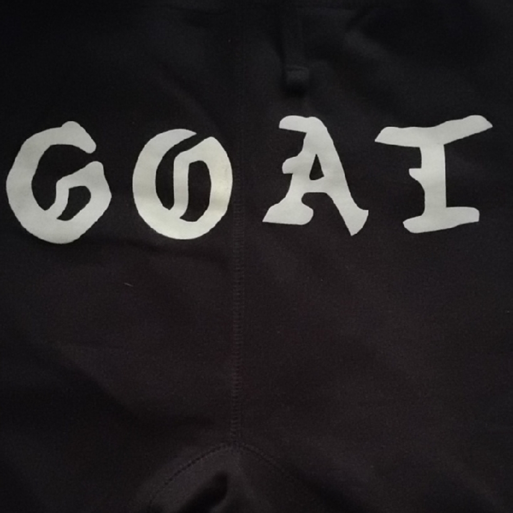 Black Drawstring Shorts with White GOAT Print Mens Size XXL.